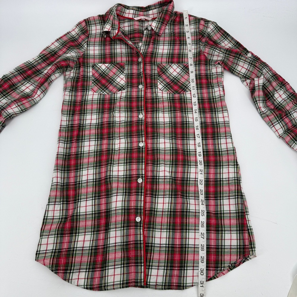 Victoria's Secret Plaid Flannel Pajama Sleep Shirt XS Red - Picture 11 of 11